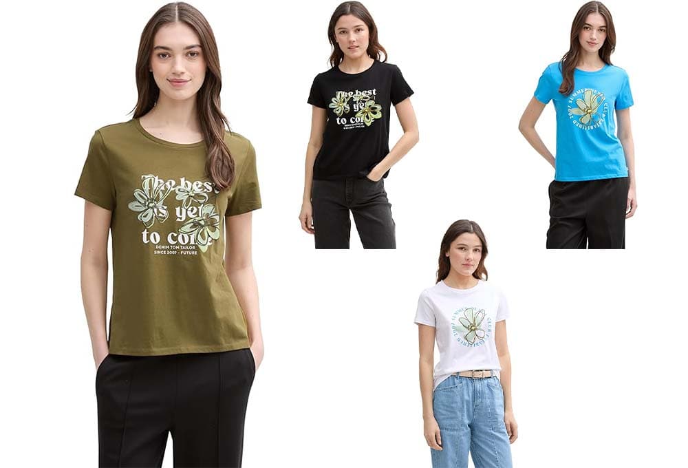 TOM TAILOR Denim | T-shirt feminina em algodão