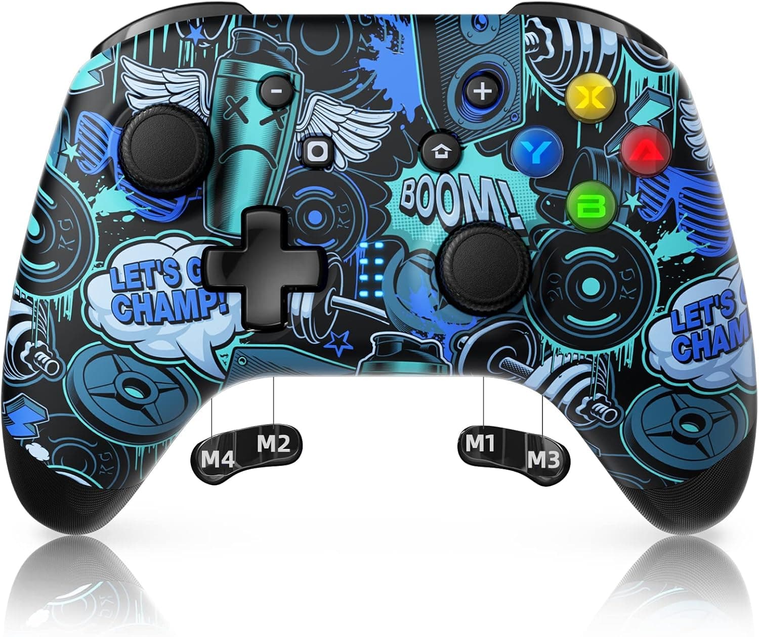 Controlador Bluetooth EasySMX 9124 para Switch, Pro, Lite, OLED, Steam Deck, Gamepad com Vibração Dupla, 5 Modos de Luz Ajustáveis, Bateria de 600 mAh, Eixo Giroscópio e Turbo, Azul
