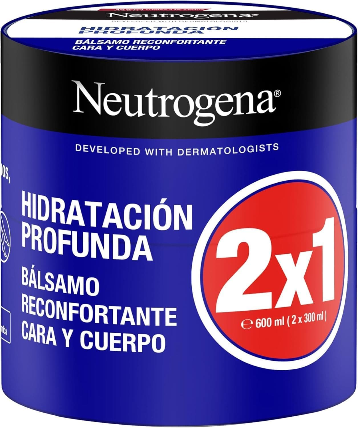 Neutrogena Fórmula Noruega Hidratação Profunda Beifo, reconfortante (embalagem de 2 x 300 ml), creme hidratante corporal e facial com tecnologia Pro-Ceramida para peles secas