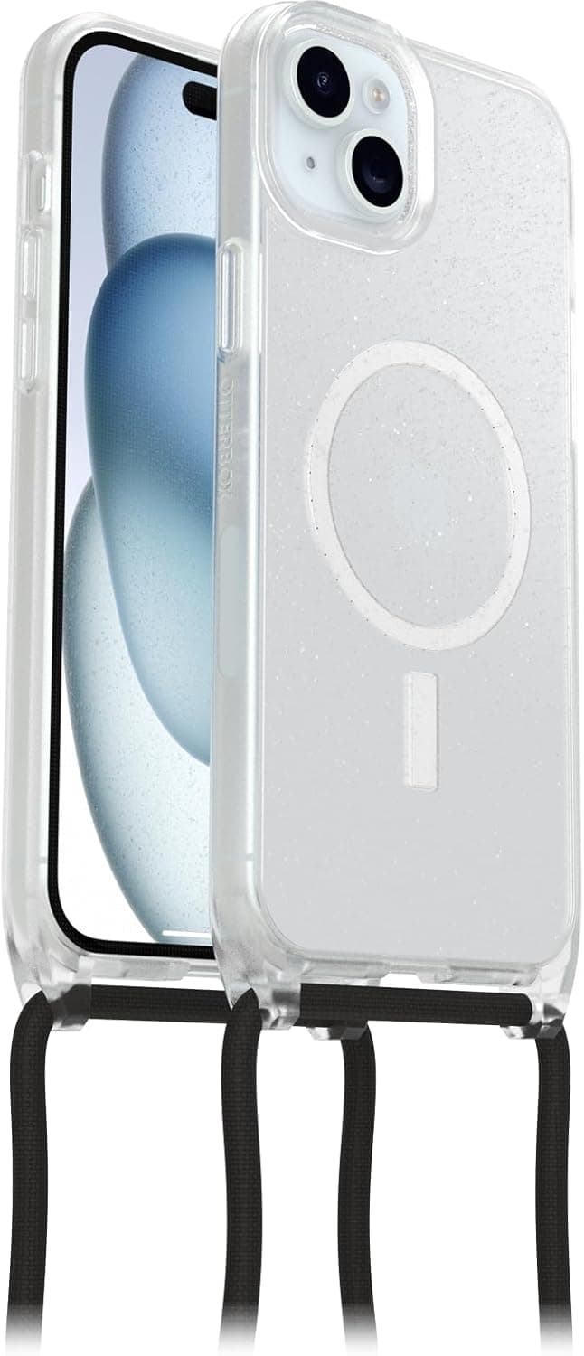 Otterbox Capa React Necklace com MagSafe para iPhone 15 Plus/14 Plus, ultra fina, capa protetora com cordão ajustável e desmontável, testada de acordo com os padrões militares, Stardust