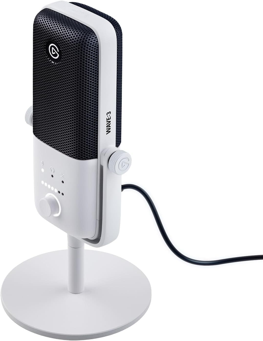 Elgato Wave:3 White | Microfone condensador USB profissional para streaming, podcast e gaming com software de mistura e plug and play