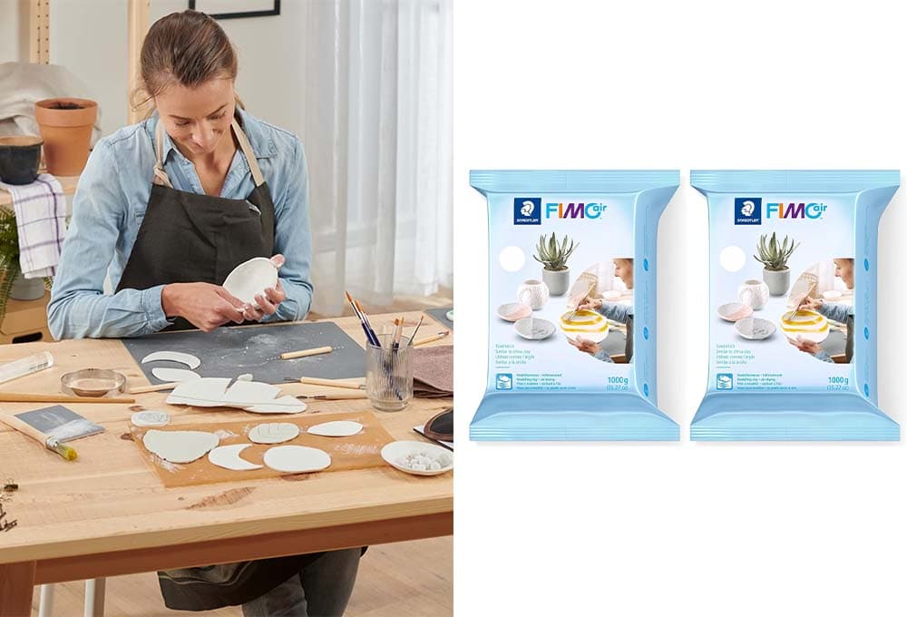 STAEDTLER FIMO Air | Pasta de modelar branca 1 kg pack de 2 unidades