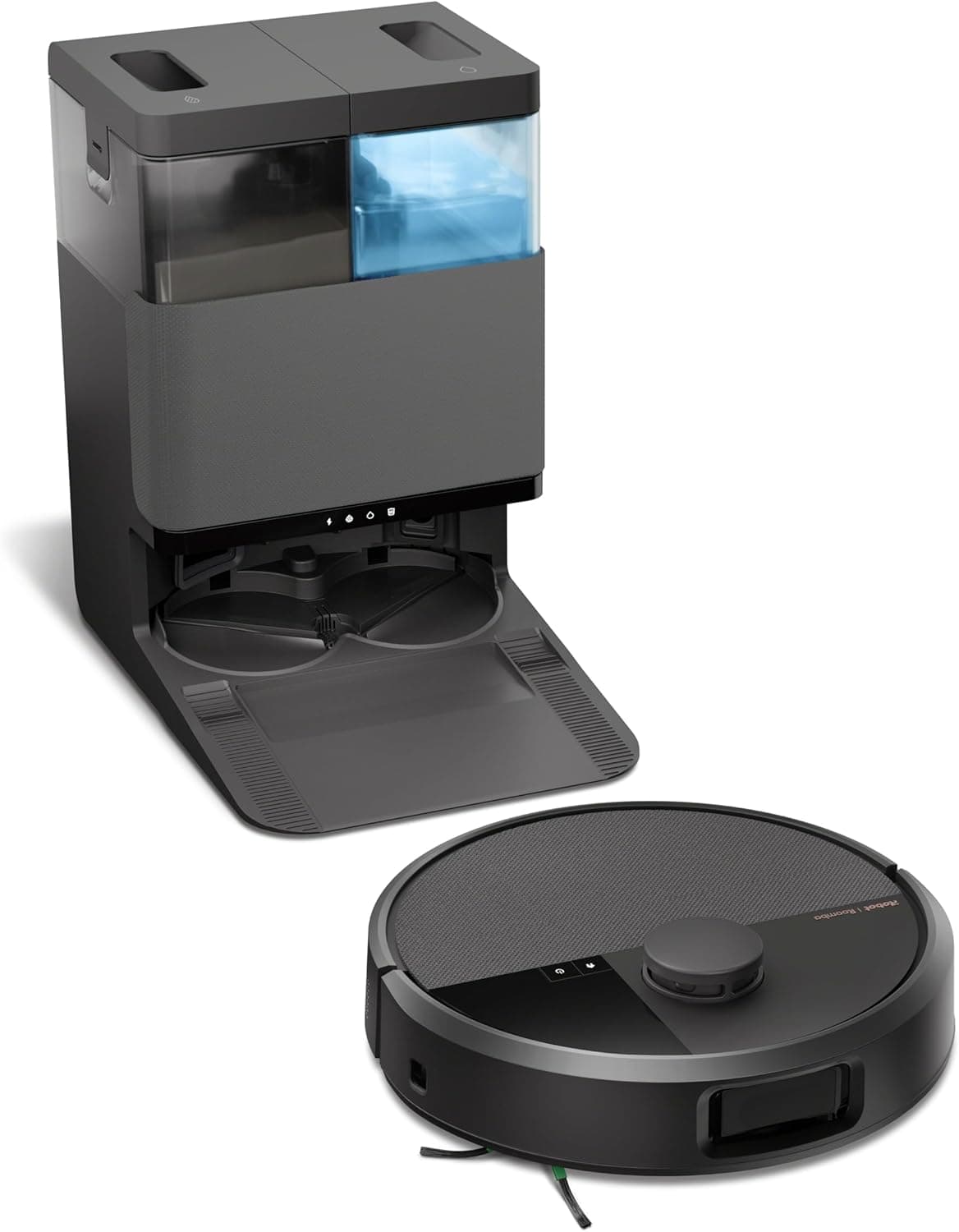 iRobot Roomba Plus 505 Combo com base AutoWash multifuncional e auto-limpeza, copas DualClean com PerfectEdge, PrecisionVision IA, Clearview Pro LiDAR, secagem ar quente mopas, 75 dias