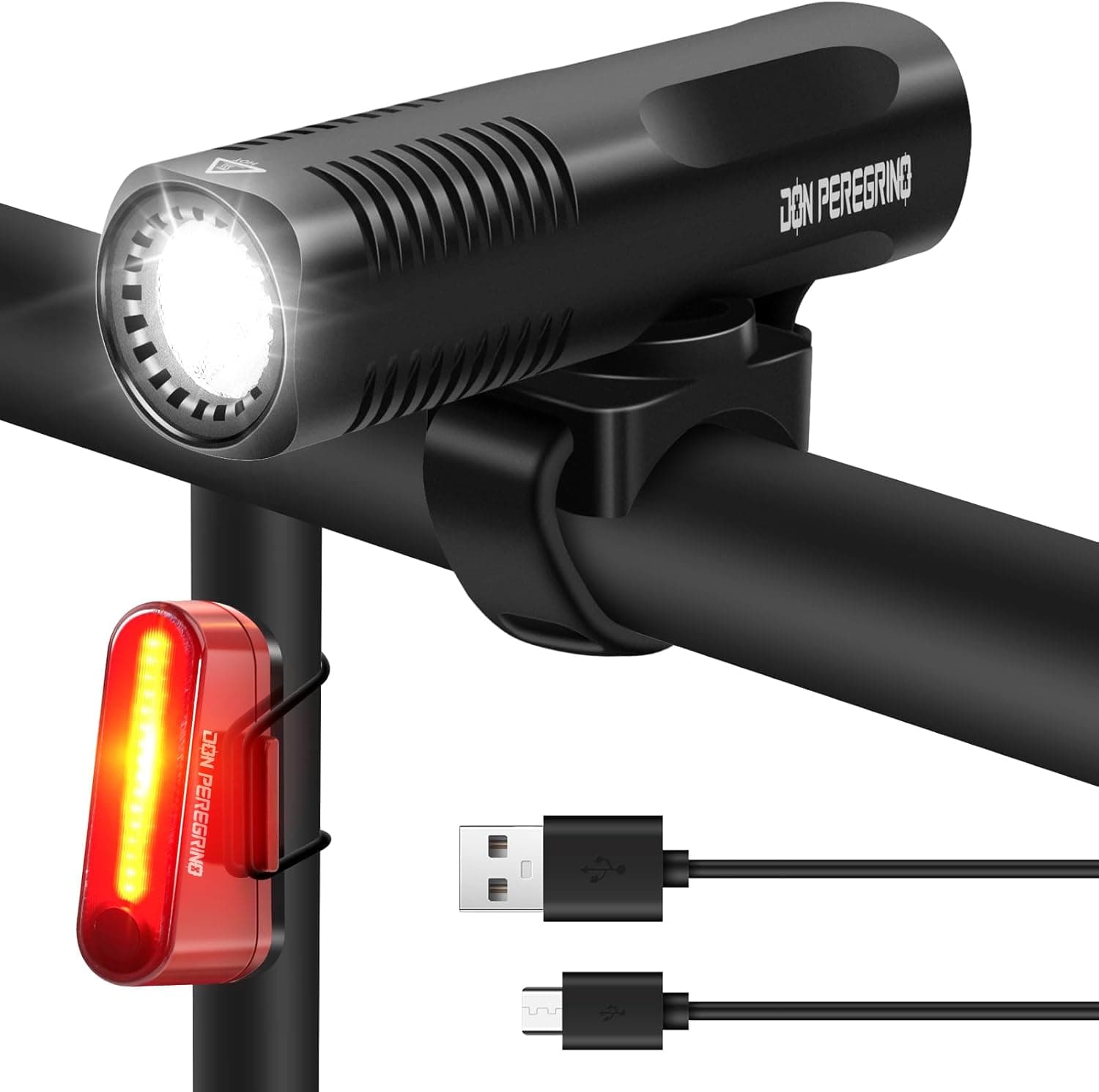 Luz de bicicleta dianteira e traseira 1200 lúmen, luz dianteira bicicleta de alumínio, recarregável USB C, impermeável IP65, luz traseira bicicleta 80 lúmen, DONPEREGRINO SN-1200 luzes bicicleta