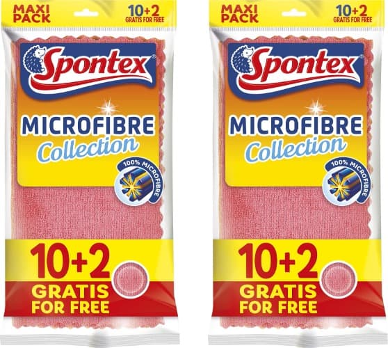 Spontex Microfibre | Pack de 12 panos de limpeza reutilizáveis x 2