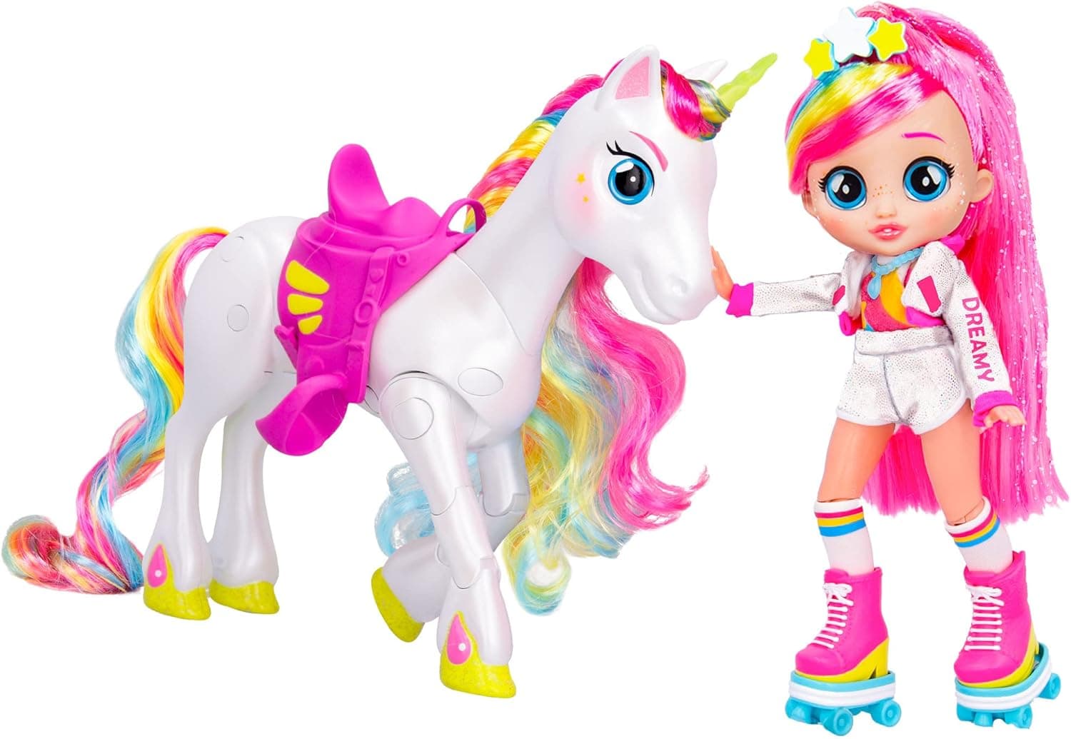 BFF BY BEBÊS chorões Dreamy & Rym - pacote de luxo Inclui a boneca articulada exclusiva Dreamy e o seu unicórnio Rym!-Presente ideal para crianças e meninas +5 anos