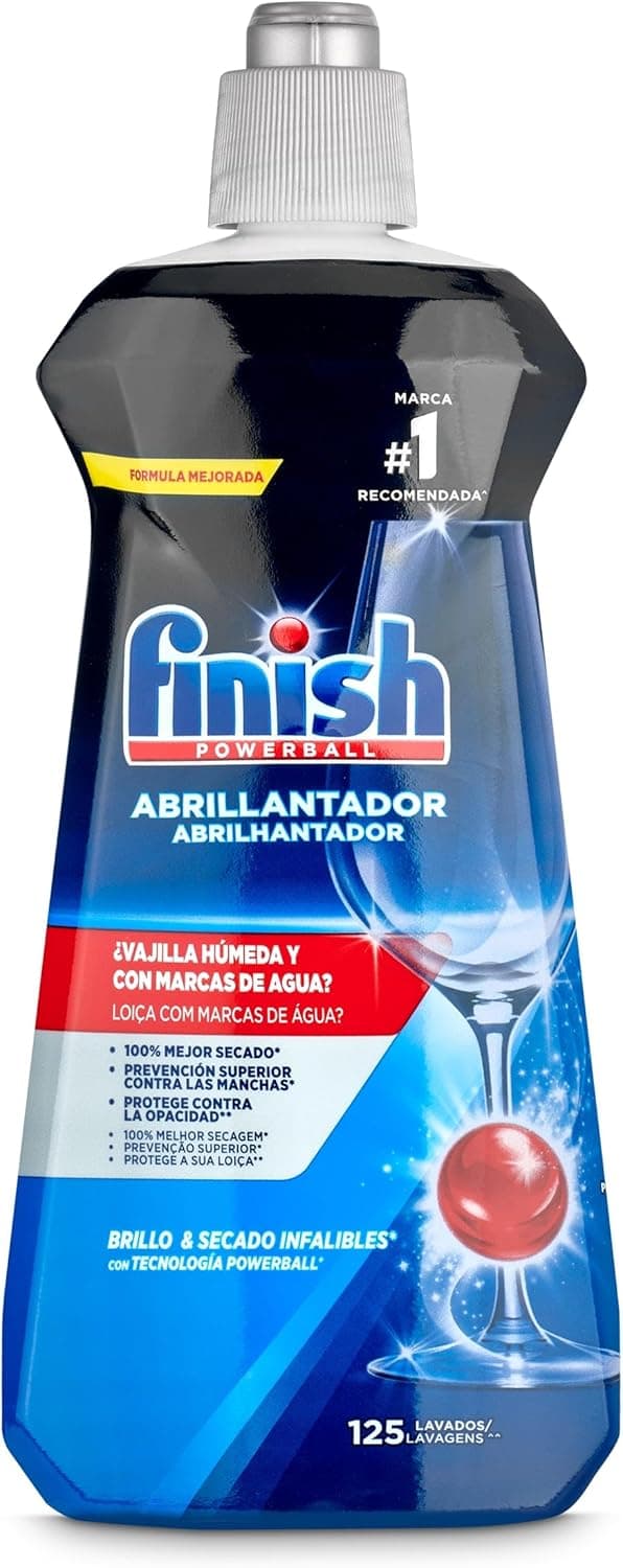 Finish Abrillantador Lavavajillas | Líquido de enxaguamento para loiça seca e brilhante sem marcas, 125 lavagens, 500 ml