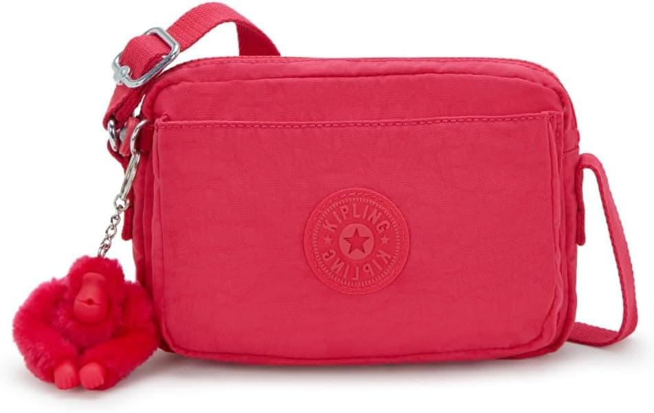 Kipling Abanu | Mala de ombro pequena em poliamida com alça ajustável e compartimentos interiores com fecho