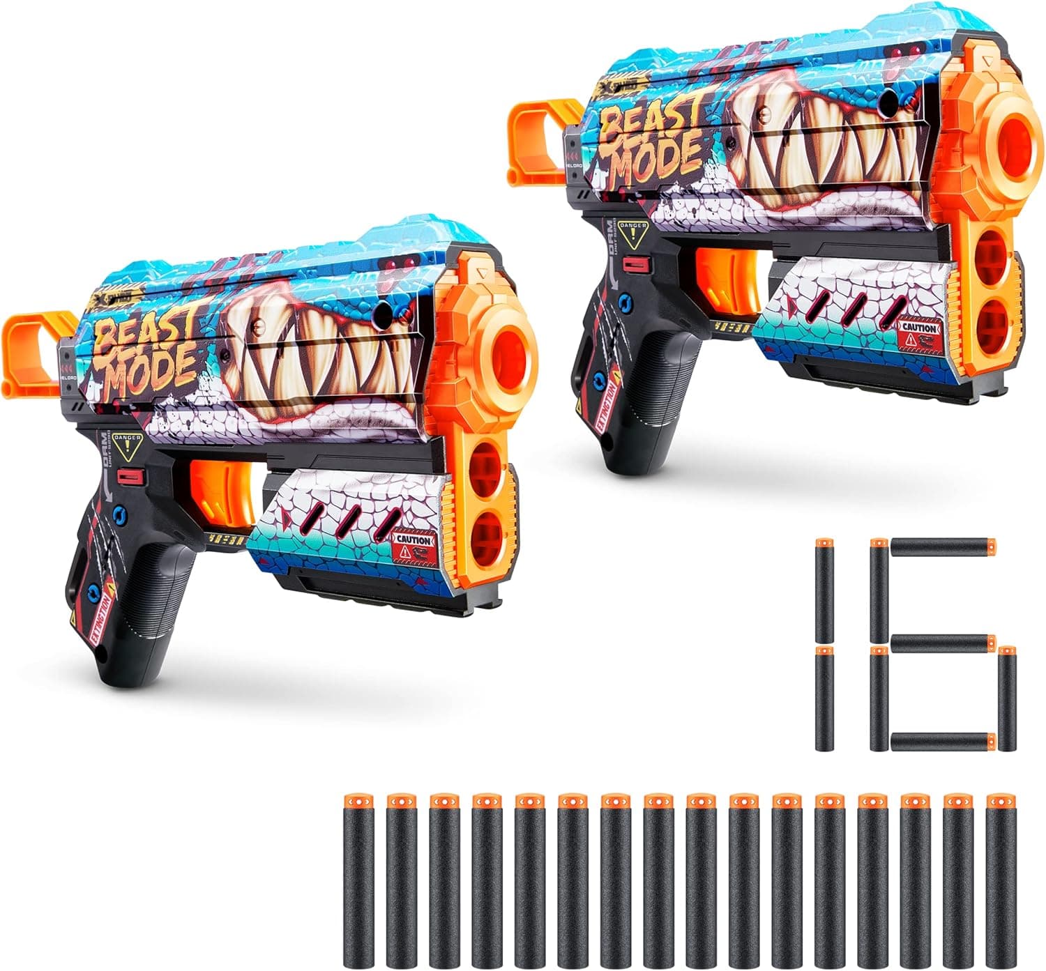 XShot Skins Flux, Beast out, Foam Dart Blaster (2 Blasters, 16 Darts) Air Pocket Dart Technology, a mais alta qualidade compatível, Toy Foam Dart Blaster for Kids, adolescentes, adultos, embalagem