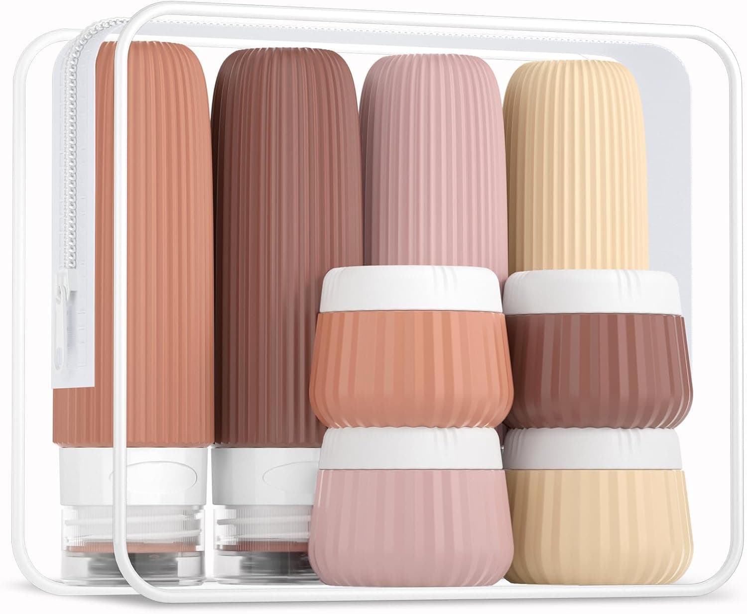 Gemice Garrafas de viagem para produtos de higiene pessoal, embalagem de 8, produtos de higiene pessoal de tamanho de viagem aprovados pela TSA, 90 ml, recipientes de viagem para produtos de higiene