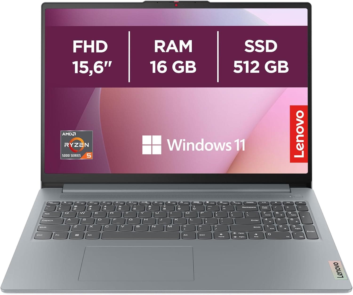 Lenovo IdeaPad Slim 3 Gen 8 – Computador portátil FHD AMD Ryzen 5 5625U, 16 GB RAM, 512 GB SSD, gráficos AMD Radeon integrados, Wi-Fi 6, Win 11 Home em espanhol teclado QWERTY – Cinzento ártico