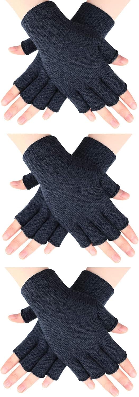SATINIOR 3 pares de luvas sem dedos para mulher e homem