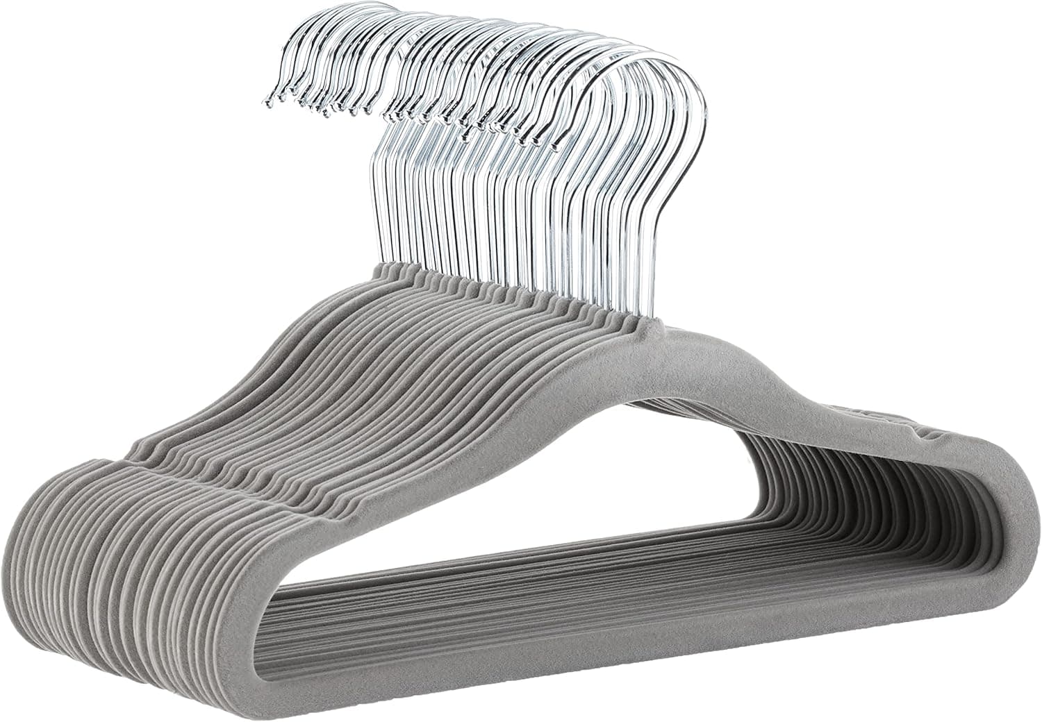 Amazon Basics Cabides de veludo antiderrapante para crianças e bebés, 29,46 cm, embalagem de 30, cinzento