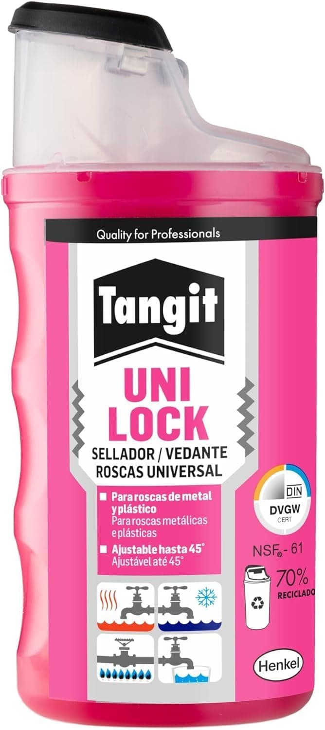 Tangit Uni-Lock, selante universal para roscas, selador para tubos de plástico e metal de máx. 6 polegadas, adesivo universal de tubos rígidos e flexíveis, 1 x 80 m