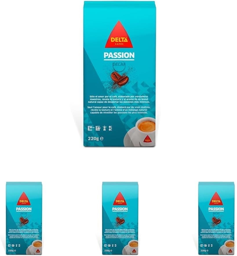 Delta Cafés Passion descafeinado - café moído, notas de caramelo, 220g x 4