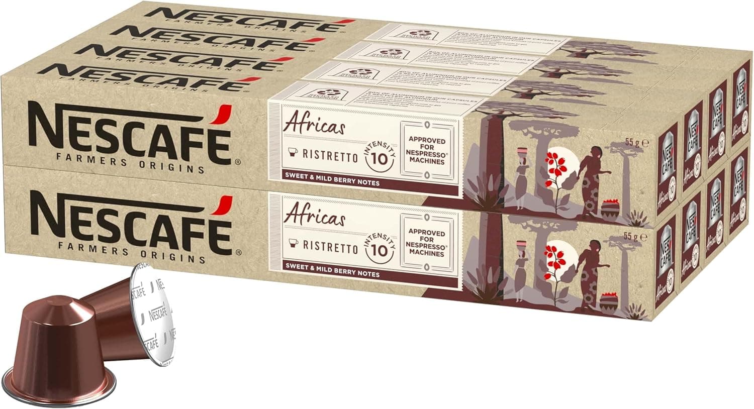 NESCAFÉ Farmers Origins Africas Ristretto cápsulas de café 8 x 10 unidades - Aprovado para máquinas nespresso