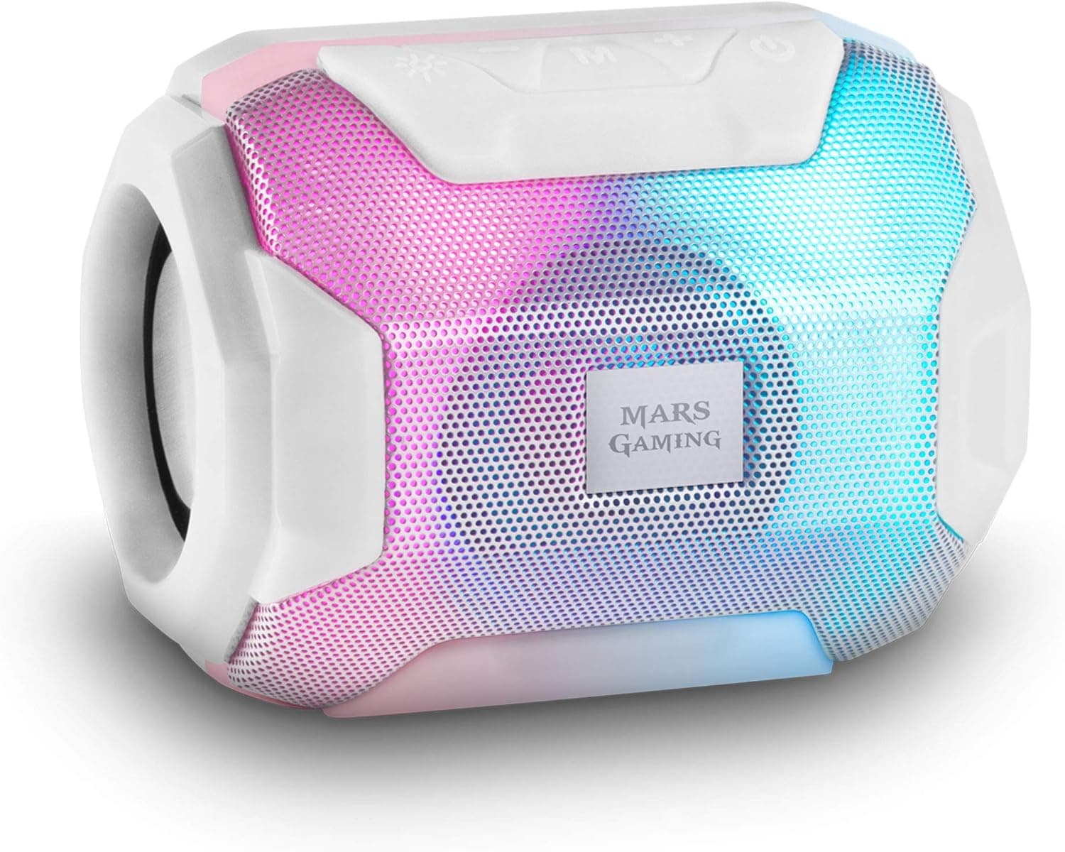 Mars Gaming MSBAXW, altifalante Bluetooth RGB, compacto, 10 W, USB/MicroSD/Rádio, branco