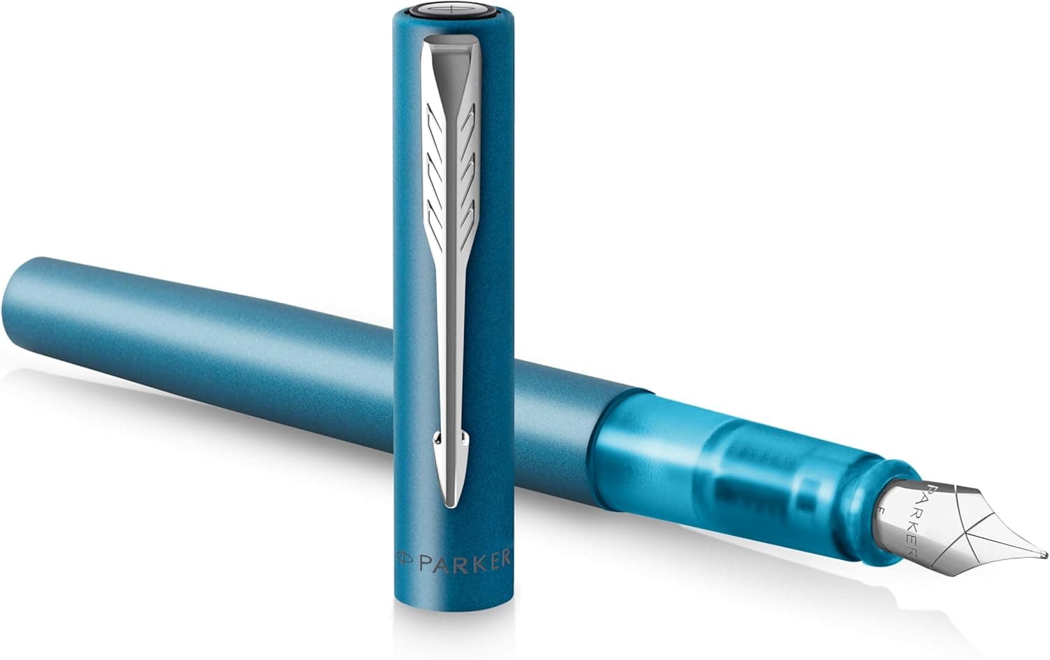 Parker Pena estilográfica Vector XL | Laca verde-azulado metálico sobre latão | Plumin médio com recarga de tinta azul | Estojo de presente