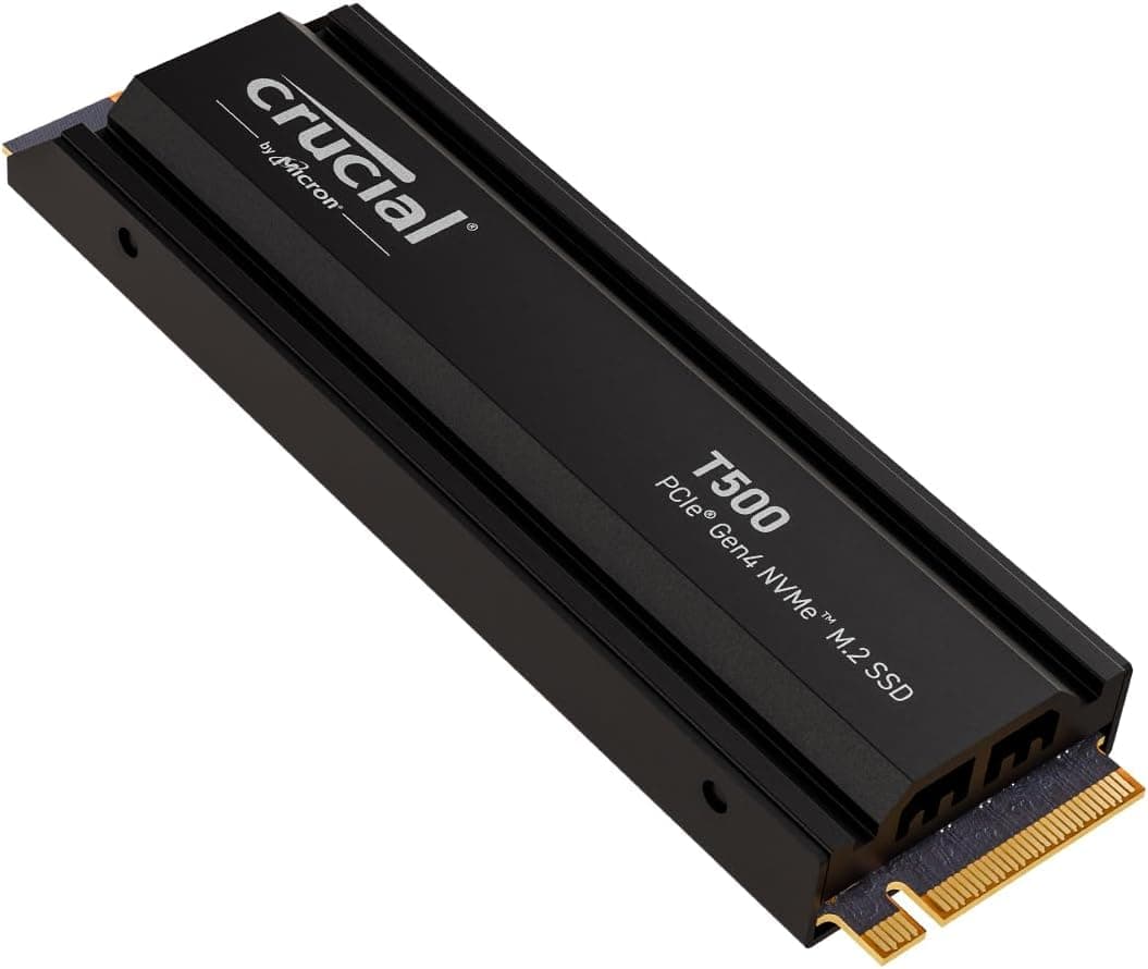 Crucial T500 SSD 2TB PCIe Gen4 NVMe M.2 PS5 SSD interno Gaming com dissipador, até 7400 MB/s, compatível PlayStation 5, TLC NAND, computador portátil e de mesa, disco rígido SSD - CT2000T55 00SSD55