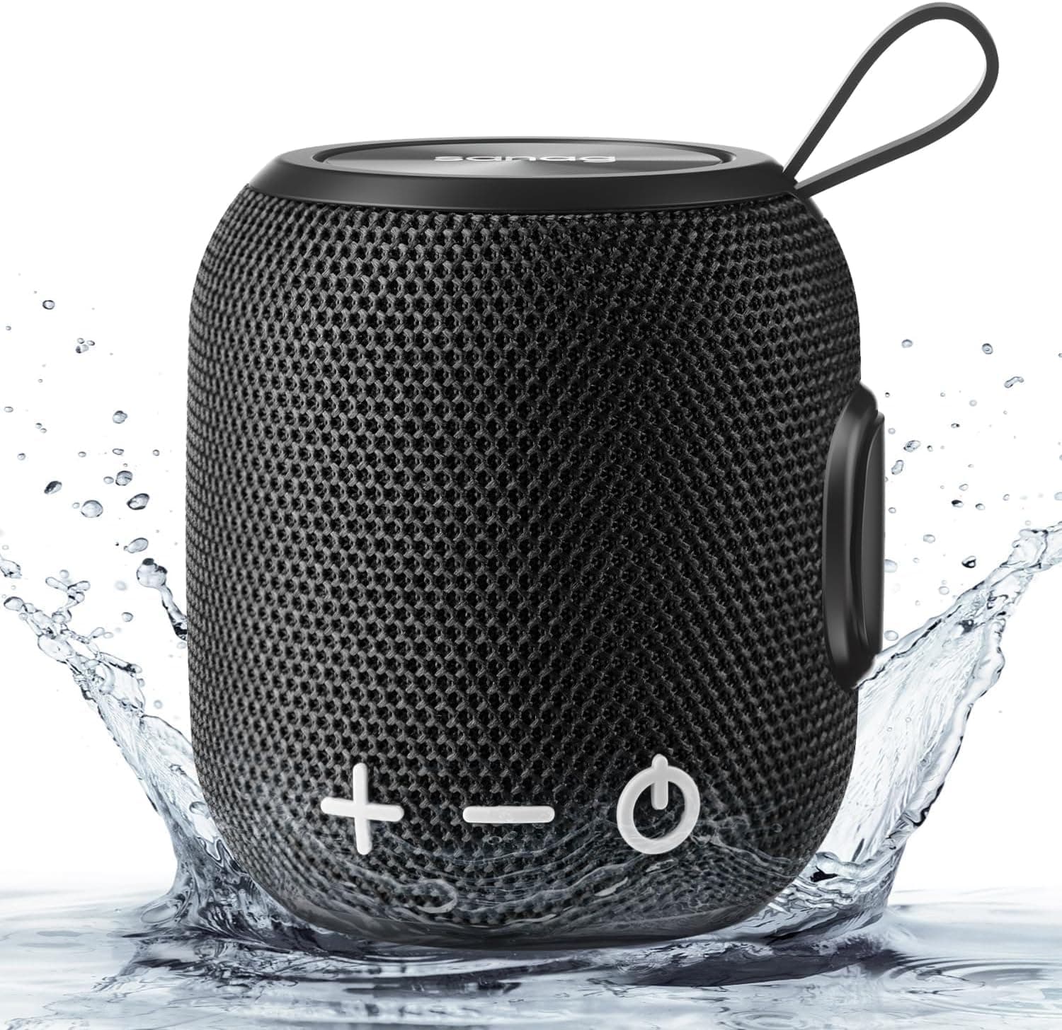 SANAG Altifalante Bluetooth pequeno, altifalante sem fios portátil, 5 W, sem fios IPX67, 10 horas de reprodução, com mosquetão, pequeno emparelhamento sem fios para festas, viagens exteriores, preto
