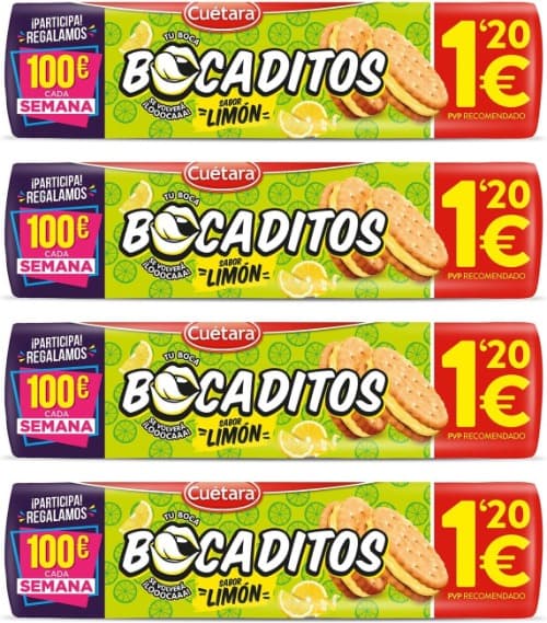 Cuétara Lemon Bites | Bolachas crocantes com sabor a limão, 150 g x 4
