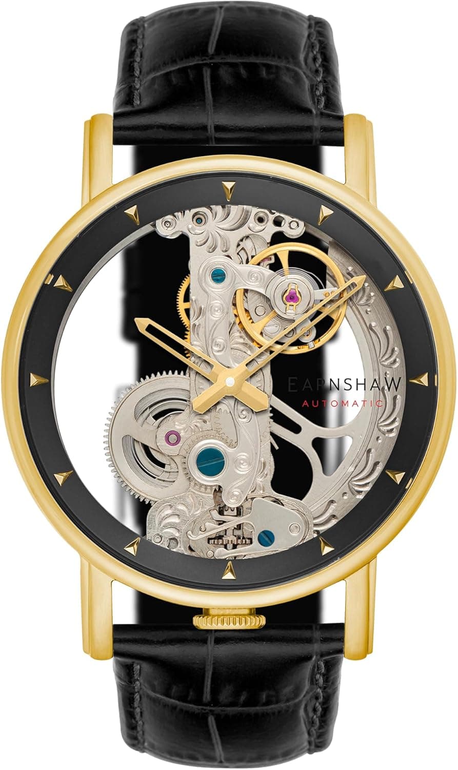 Thomas Earnshaw Relógio de esqueleto automático Fowler Bridge de 43 mm para homem com correia de couro ES-8225
