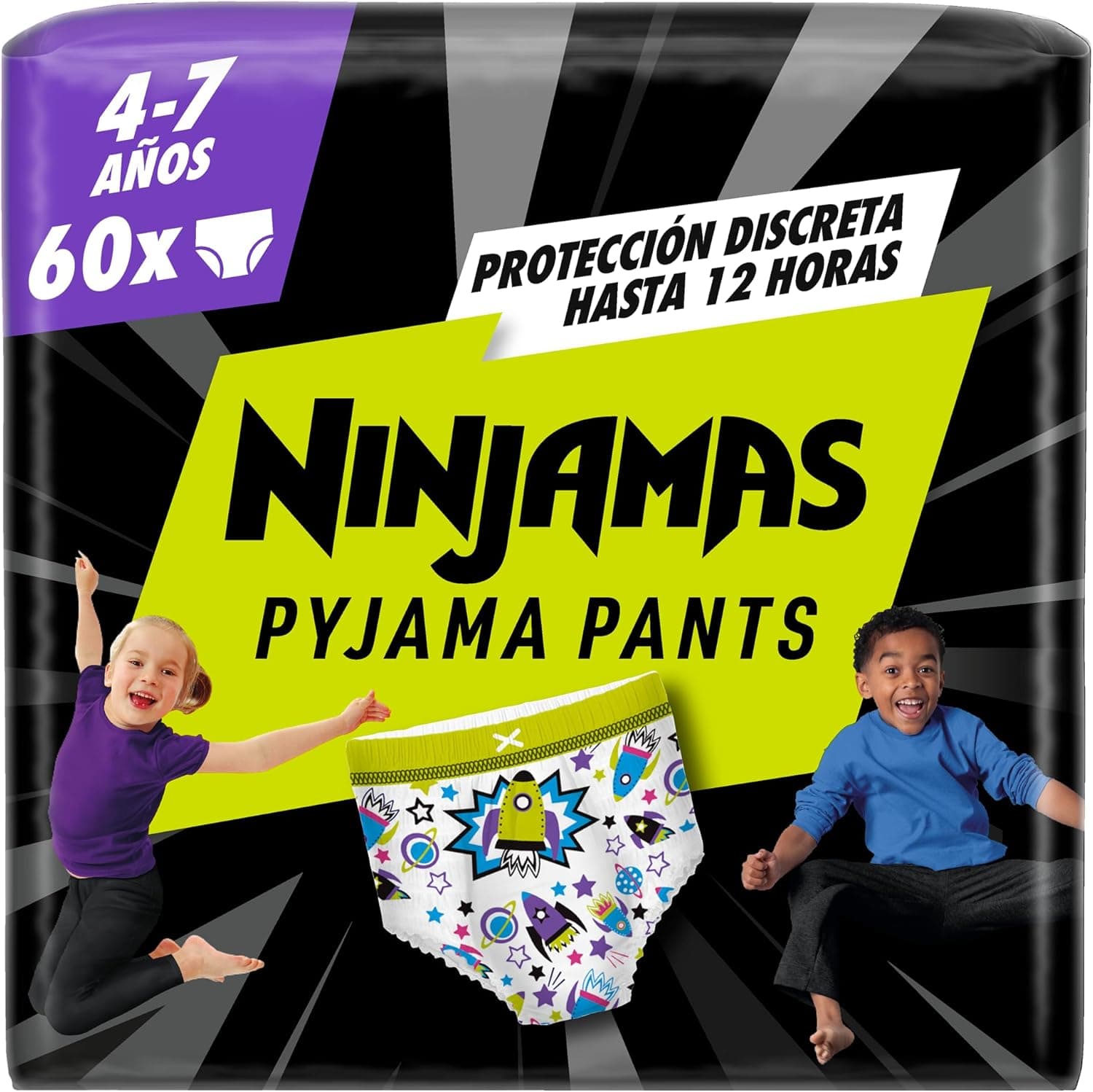 Dodot Ninjamas fraldas para crianças 4-7 anos (17-29 kg), 60 unidades, fralda com proteção anti-fugas durante a noite