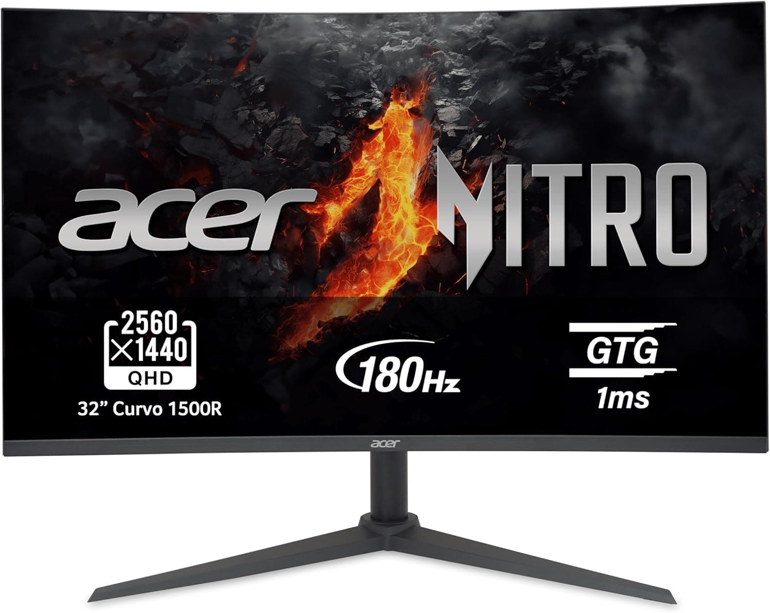 Acer Nitro XZ320QU S3 Monitor Gaming de 31,5" WQHD 180 Hz (80 cm, 2560x1440, 16:9, 250 Nits, tempo de resposta 1ms VRB, AMD FreeSync, 2xHDMI 2.0/1xD. P 1.4) Monitor PC Gaming, preto