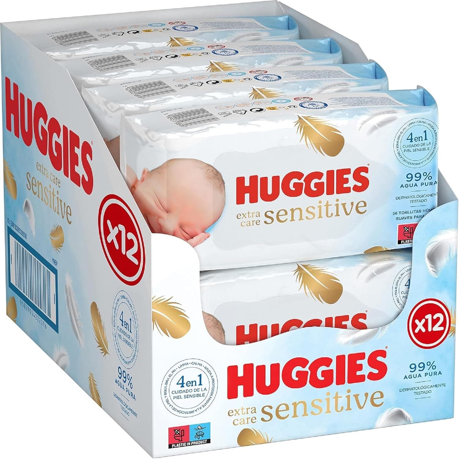 Huggies Pure Extra Care Toalhitas para bebé, 12 x 56 toalhitas 