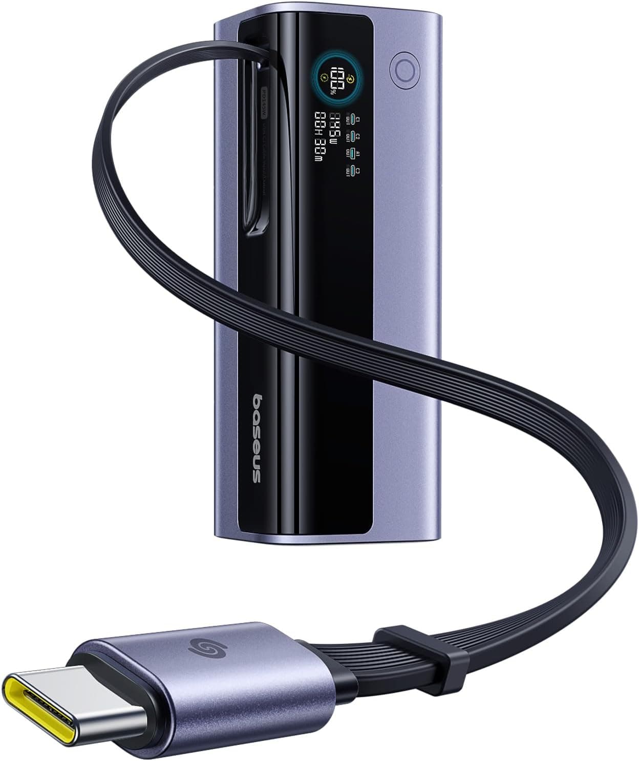 Baseus EnerGeek Power Bank 20000 mAh | Carregador portátil 145 W com cabo USB-C retrátil e visor digital