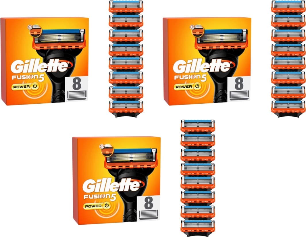 Gillette Fusion5 Recarregadores de energia para homens, 8 lâminas x 3