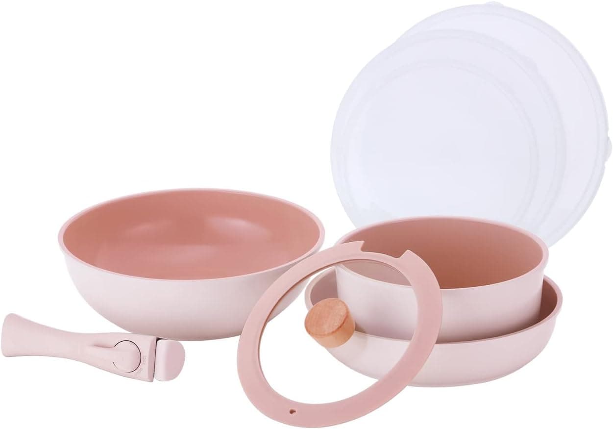 NEOFLAM® - Conjunto de panelas e frigideiras Midas Plus de 8 peças - revestimento antiaderente ECOLON® natural, livre de PFAS, adequado para indução, cabo removível, adequado para forno, fácil limpeza