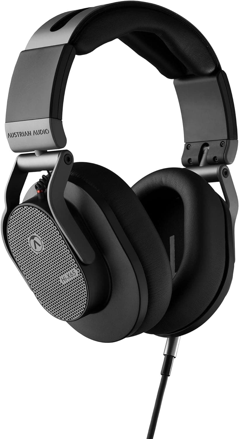 Austrian Audio Hi-X65 Auriculares circulares (alto conforto graças às almofadas especiais de espuma viscoelástica, para misturar e masterizar, conector jack de 3,5 mm), cor preta