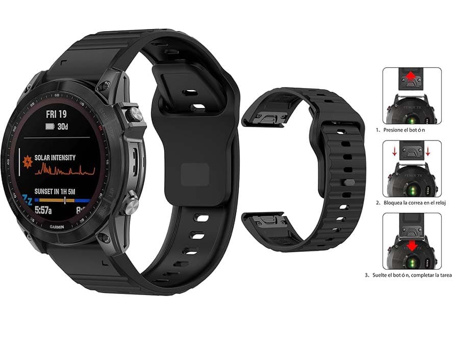 Shecret Quick Fit Correia para Garmin, pulseiras de substituição de silicone ajustável para Garmin Fenix/Forerunner/MARQ/Approach/Quatix/D2 Series/Descent/Tactix, bandas de silicone, Preto, moderno