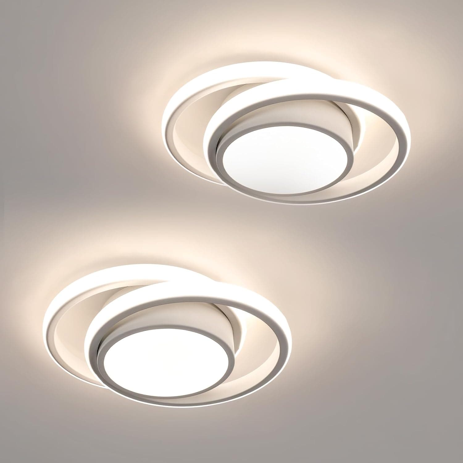 Comely 2 peças Plafon LED teto, 32 W 2350LM moderna lâmpada de teto LED, luz natural 4500 K, luz redonda de teto para corredor casa de banho cozinha sala de estar quarto corredor, diâmetro 28 cm