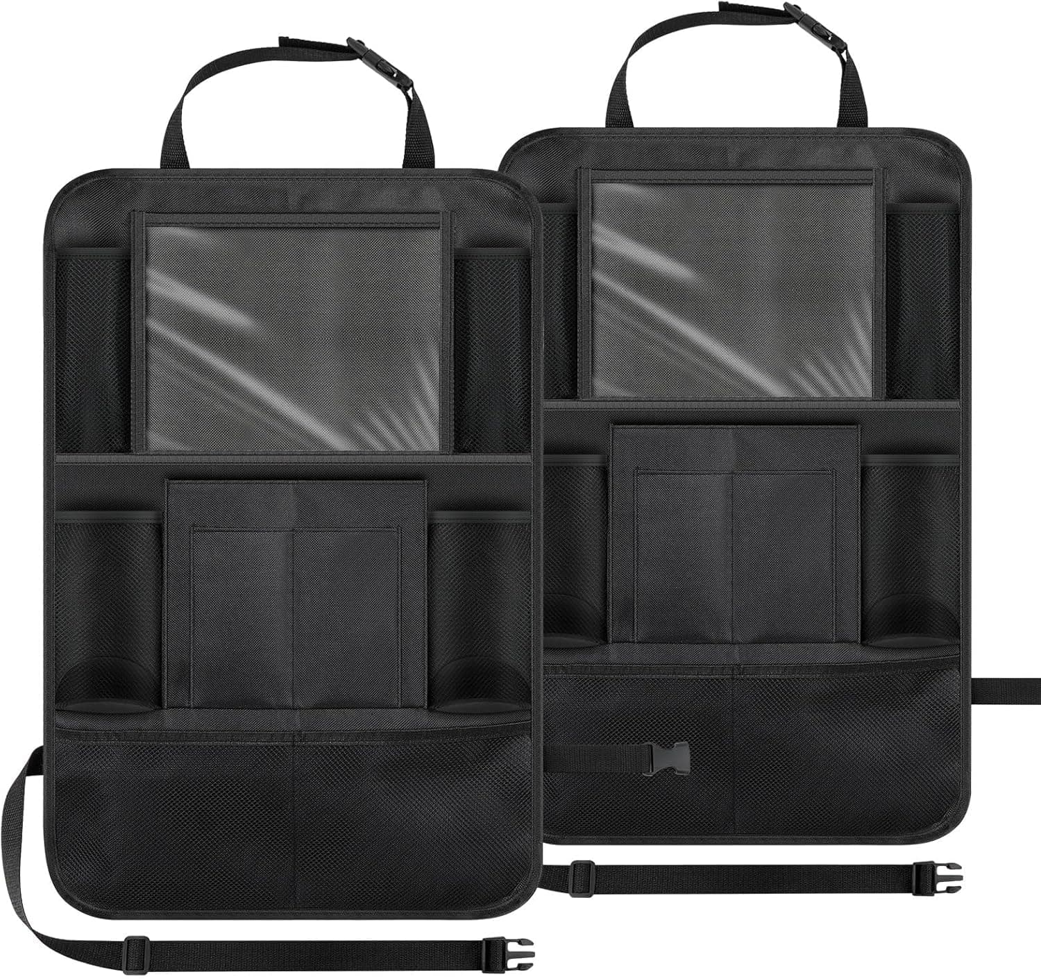 GlasFlength Organizador de assento de carro, protetor de assento de carro encosto com 10 bolsos impermeável organizador carro assento para iPad Tablet 12'' garrafa bebida brinquedos livros (2 unidades