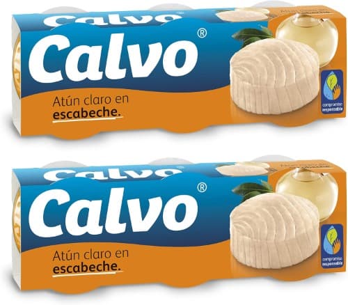 Calvo Atum em Conserva | Latas de atum em azeite de oliva sabor pickles, pack de 3 x 80 g