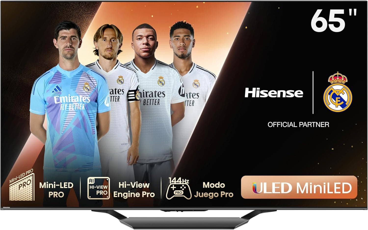 Hisense 65U7NQ Mini-LED TV, 65 polegadas, com Quantum Dot Colour, modo de jogo de 144Hz VRR 240 fps, Full Array Local Dimming, processador Hi-View Engine, Dolby Vision IQ & Dolby Atmos 