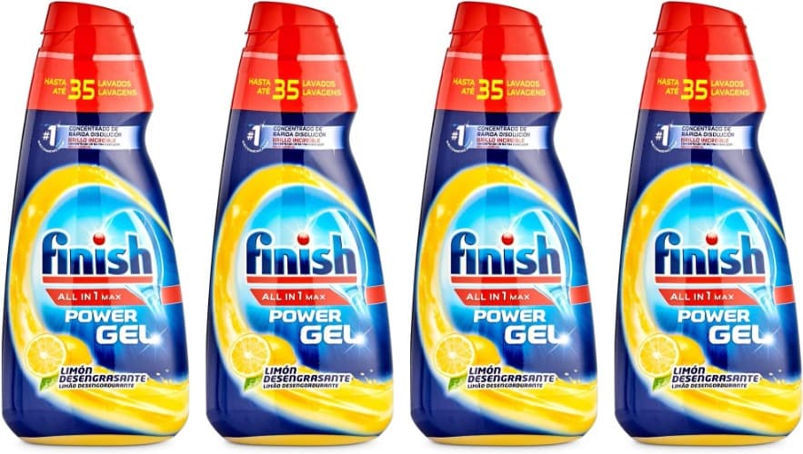 Finish Tudo em 1 Plus Lava-louças gel limão, 33 doses, 660 ml x 4