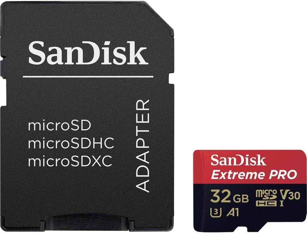 SanDisk Extreme PRO - Cartão de memória de 32 GB microSDHC UHS-I + adaptador SD, velocidade de leitura até 100 MB/s, Classe 10, U3, V30 e A1