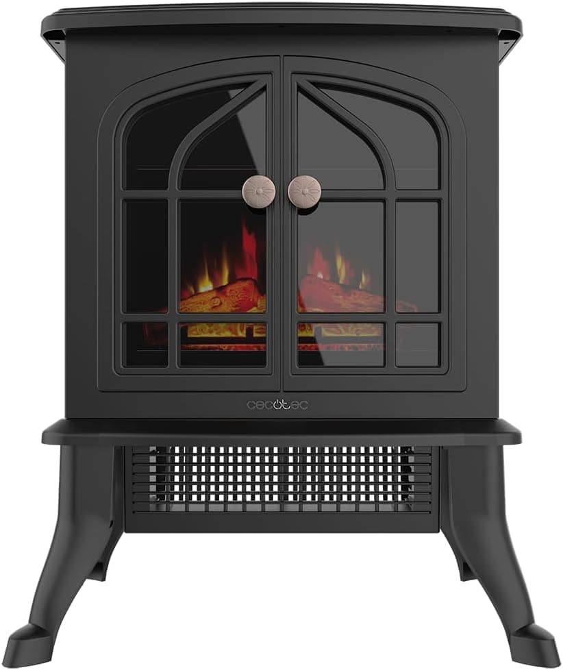 Cecotec Lareira elétrica de pé ReadyWarm 2000 Flames. 2000 W, 2 níveis de potência, termostato ajustável e controlo independente de chamas, área de cobertura 25 m2