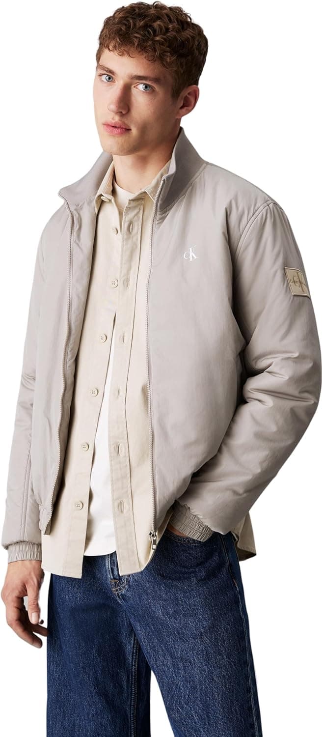 Casaco Calvin Klein Jeans Padded Nylon Zip Up Jacket para Homem (Flint Gray) 