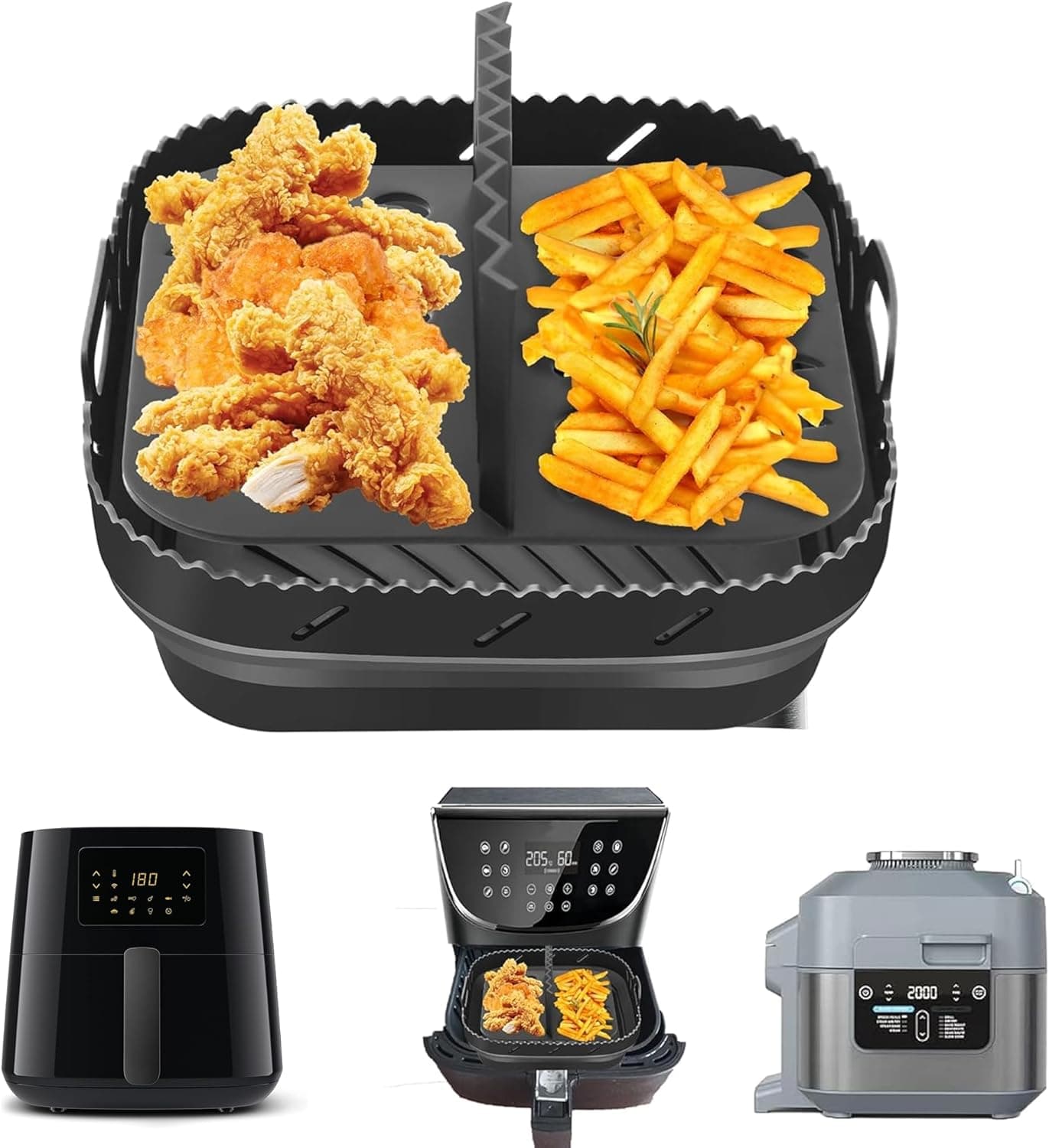 Hivio Airfryer | Molde de silicone com separadores para fritadeira de ar quente Philips XL 6,2 L e Ninja Speedi