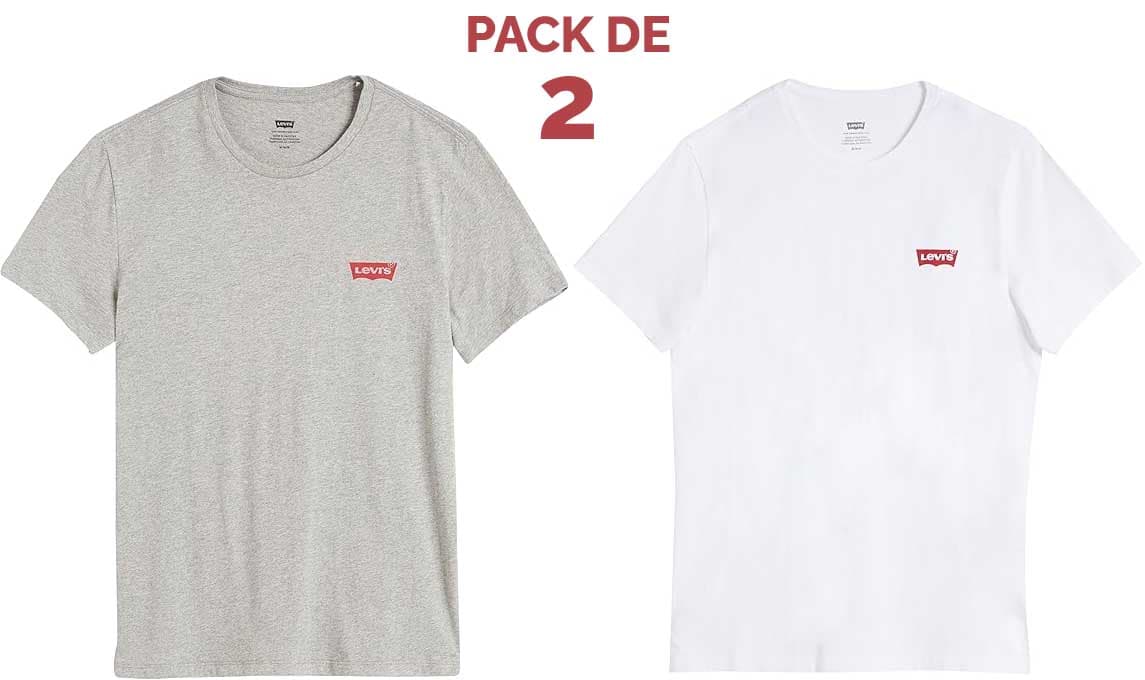Levi's 2pk Crewneck Graphic BW 2pack T-shirt branca e cinzenta (pacote de 2) para homem