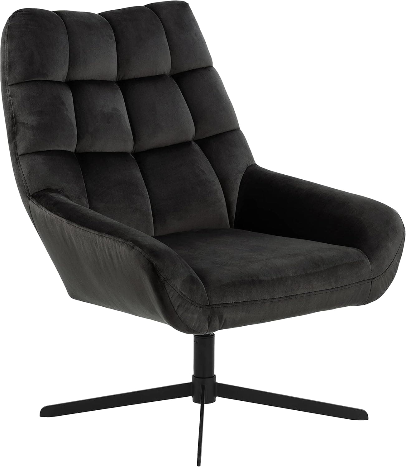 Marca Amazon Movian - Cadeira lounge estilosa, estofada, base de metal preta em forma de estrela, 73 x 82 x 88 cm, castanho cinzento