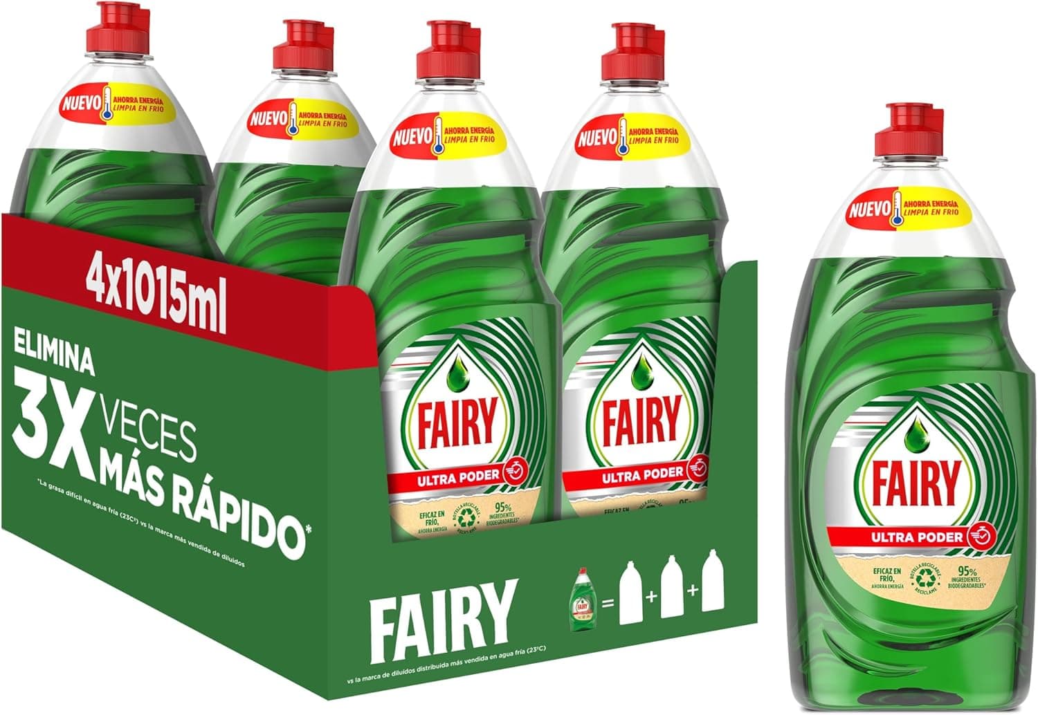 Fairy Ultra Original | Detergente líquido para loiça com ação antigr gordura 4x1015 ml