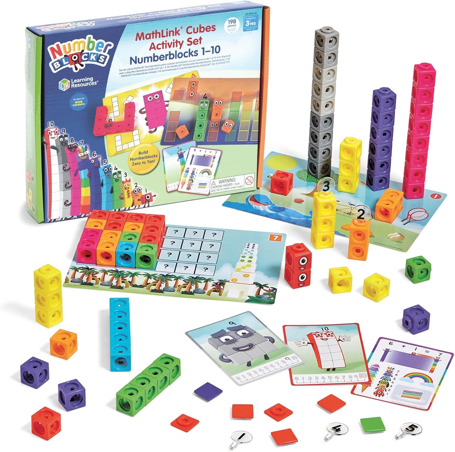 Learning Resources Conjunto de atividades com Numberblocks cubos MathLink de 1 a 10, aprendizagem de matemática para primeiras idades, constrói, aprende e brinque na sala de aula e em casa, crianças