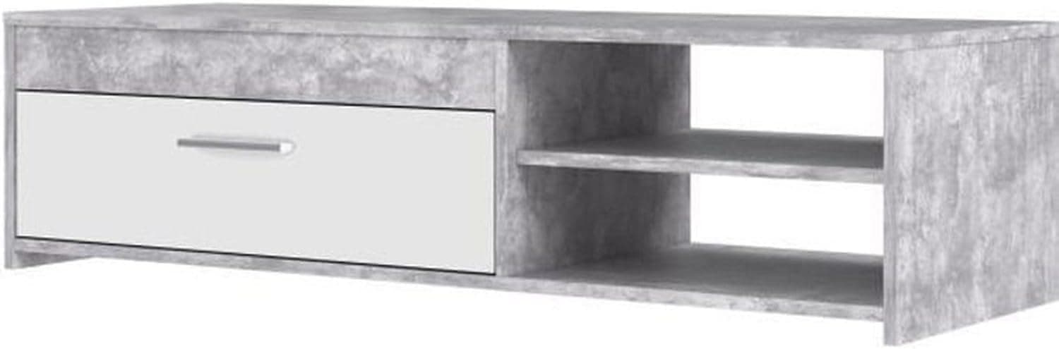 Forte Lowboards 120 | Móvel de TV com 1 porta e prateleira em design de betão claro e branco, 120 cm