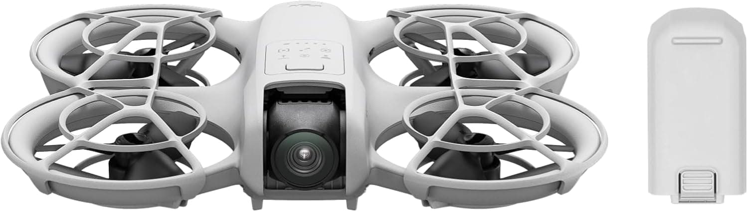 Pack DJI Neo com duas baterias, drone mini com câmara 4K UHD para adultos, 135 g drone que o segue e e descola à mão, com rastreamento de objetivos, QuickShots, vídeo estabilizado, protetor de hélice