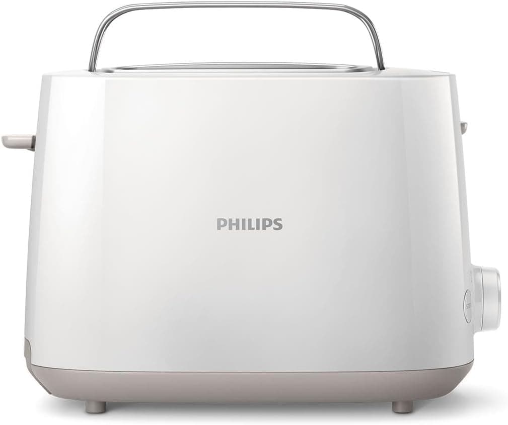 Torradeira Philips - 2 bicos, 8 posições, grelha para aquecer pão, descongelação, elevação alta, desligar automático, branca (HD2581/00)